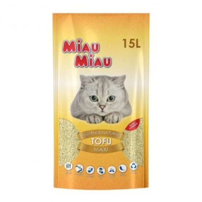 Nisip Pisici Tofu Vanilie, Miau Miau 15 L
