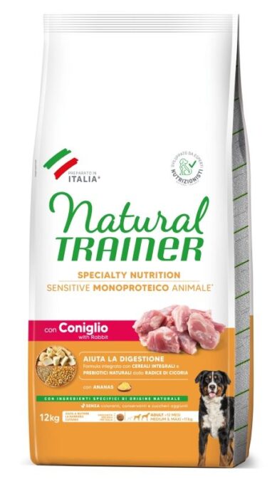 Hrana Uscata Caini, Natural Trainer, Sensitive No Gluten Medium-Maxi Adult, Iepure, 12 kg