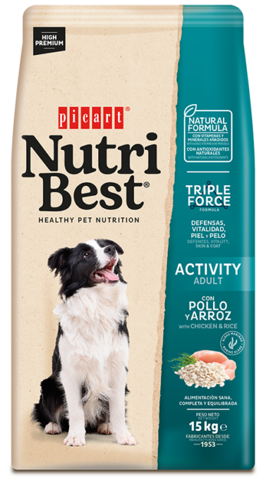 Hrana Uscata Caini Premium, NutriBest Adult Dog Activity, Pui si Orez, 15 kg