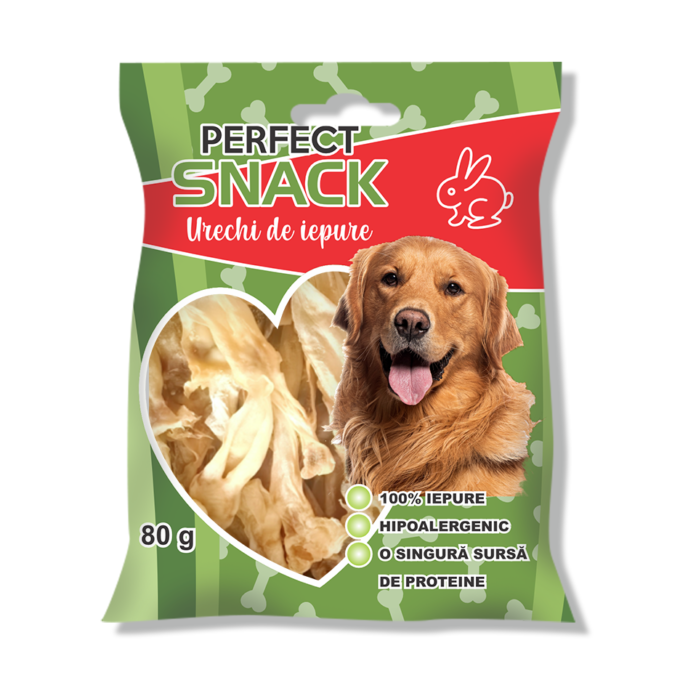 Hrana complementara pentru caini, Perfect Snack, urechi de iepure, 80 g