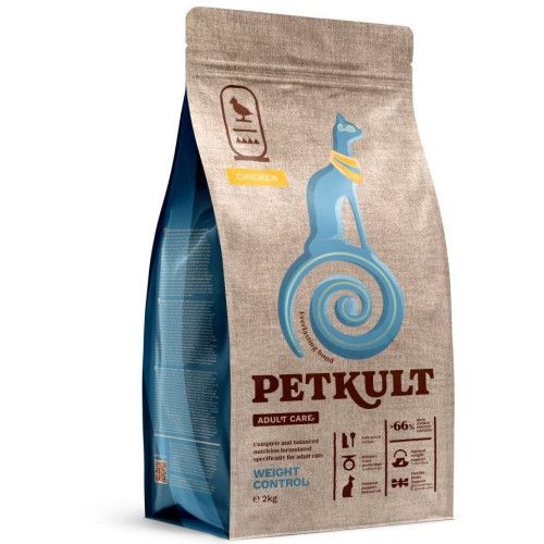 Hrana uscata Petkult Adult Care Weight Control pentru pisici, cu pui, 2 kg