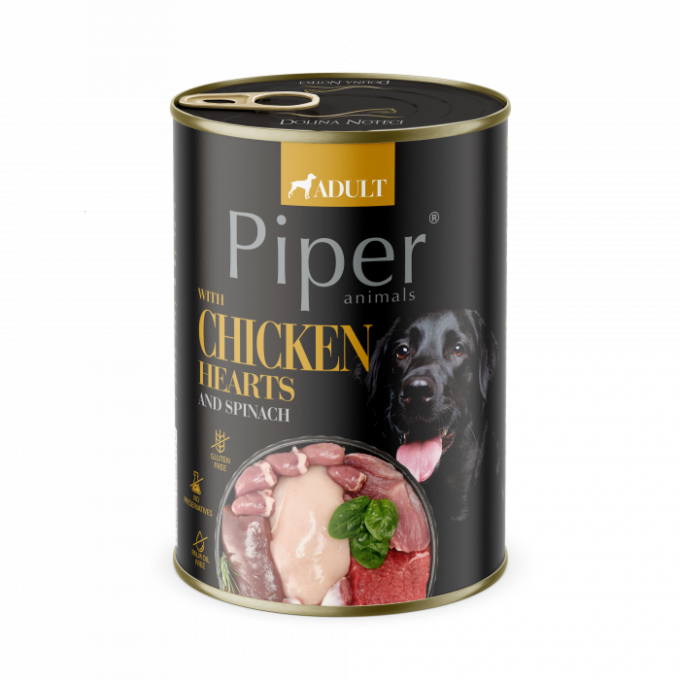 Piper adult, Hrana umeda, Inimi de pui si spanac 400 g 1 Piper adult, Hrana umeda, Inimi de pui si spanac 400 g