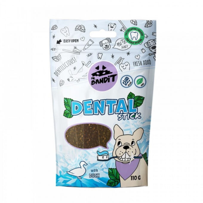 Recompense pentru caini Mr. Bandit DENTAL Stick, rata, 110g