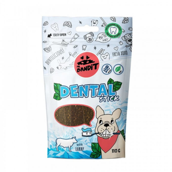 Recompense pentru caini Mr. Bandit DENTAL Stick, vita, 110g