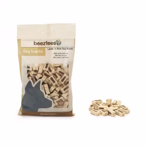 Recompensa caini, Beeztees Snack Duo Bones, miel si orez, 150 g