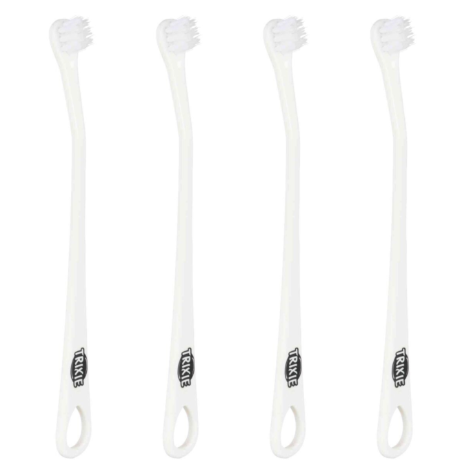 Set Periuta De Dinti Trixie pentru Caini si Pisici Mici, 15 cm, 4 buc Alb 25621