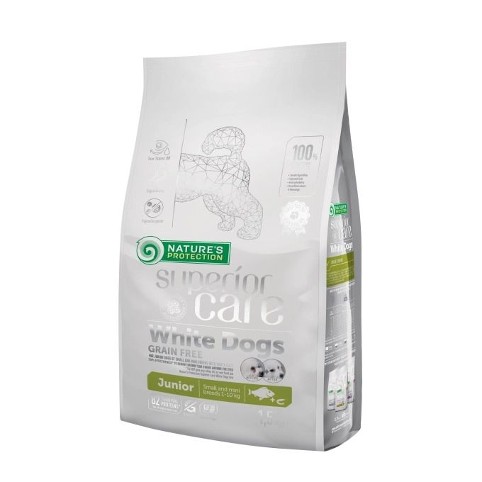 Nature's Protection Superior Care White Dogs Grain Free White Fish Junior Small & Mini Breeds, 1.5 kg