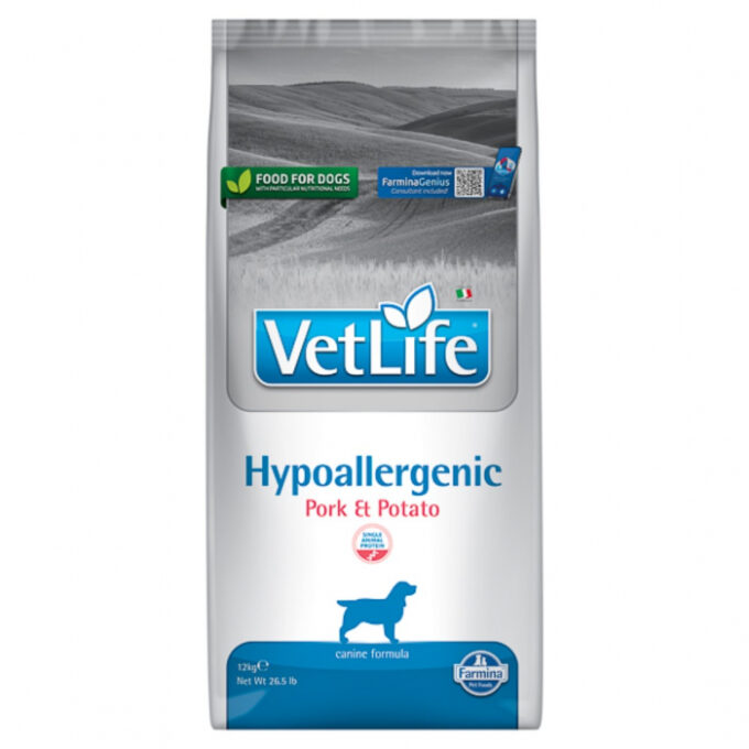Vet Life Farmina, Hypoallergenic Pork  Potato caine, 12 kg