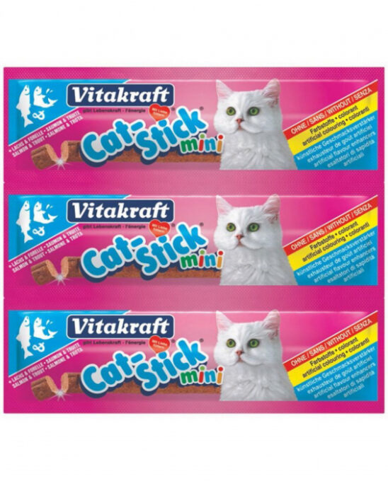 VITAKRAFT Baton Mini Recompense pentru pisici, cu somon si pastrav 3 bucati - 18 g