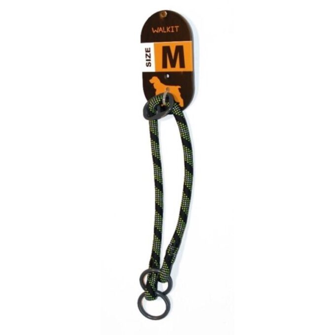Walkit Zgarda Caine Round Rope Negru/ Verde, 0.8x35-40 cm