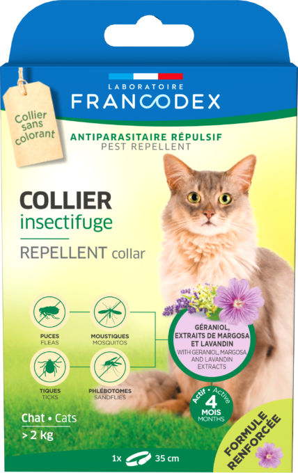 Francodex, Zgarda Antiparazitara Geraniol Cat, >2 kg