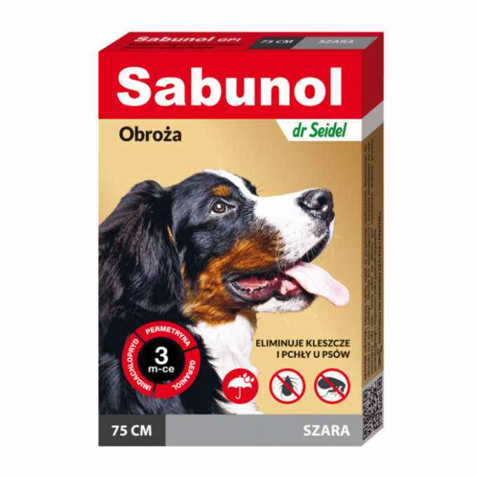Zgarda antiparazitara caini , Sabunol GPI talie mare 25-50 kg Gri , 75 cm