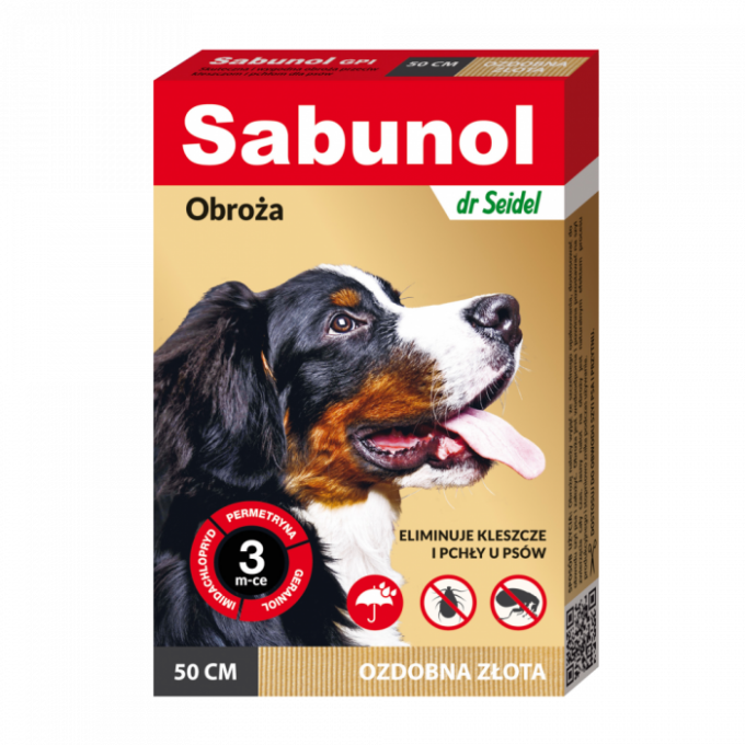 Zgarda antiparazitara caini , Sabunol GPI talie medie 10-25 kg Gold , 50 cm