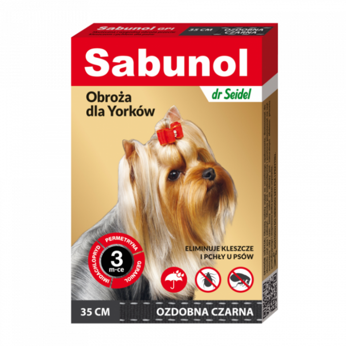 Zgarda antiparazitara caini , Sabunol GPI talie mica 2-10 kg Neagra , 35 cm