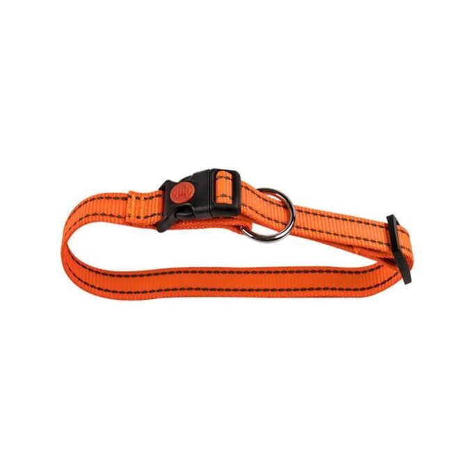 Zgarda Nylon Caini Orange Reflectorizant Click 25 mm x 45-70 cm